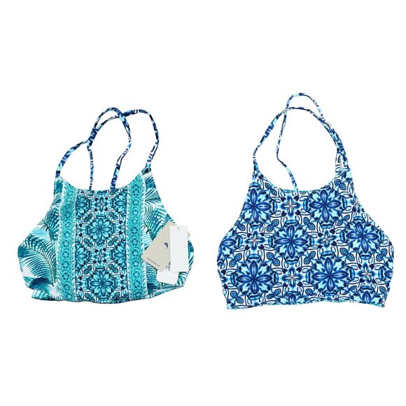 Tommy Bahama XS Reversible Among Frond Hi-Neck Wire-Free Swimwear Bikini Top NWT